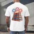 Books Fireworks 4th Of July Bookworm Patriotic Reader Men's Back Print T-Shirt Books Fireworks 4th Of July Bookworm Patriotic Reader Men's Back Print T-Shirt