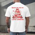 Books Are My Love Language Valentine Book Reading Teacher Men's Back Print T-Shirt Books Are My Love Language Valentine Book Reading Teacher Men's Back Print T-Shirt