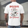 Books Are My LoveLanguage Cupid Valentines Men's Back Print T-Shirt Books Are My LoveLanguage Cupid Valentines Men's Back Print T-Shirt