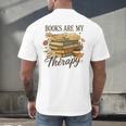 Books Are My Therapy Vintage Book Lover Daisy Art Men's Back Print T-Shirt Books Are My Therapy Vintage Book Lover Daisy Art Men's Back Print T-Shirt