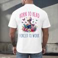 Born To Read Forced To Work Reading Skeleton Bookish Book Men's Back Print T-Shirt
