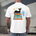 Cat And Books Retro Midcentury Mid Century Aesthetic Men's Back Print T-Shirt Cat And Books Retro Midcentury Mid Century Aesthetic Men's Back Print T-Shirt