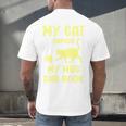 My Cat Guards My Mug And Book Humor Cats Premium Tri-Blend Men's Back Print T-Shirt