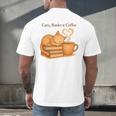 Cats Books And Coffee Heart Cozy Cat Lover Bookworm Readers Men's Back Print T-Shirt