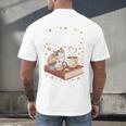 Coffee Cats & Books Cute Cat Book Lover Reading Men's Back Print T-Shirt