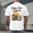 Coffee Cats And Books Lover For Women & Girls Coffee Men's Back Print T-Shirt Coffee Cats And Books Lover For Women & Girls Coffee Men's Back Print T-Shirt