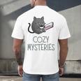 Cozy Mysteries Coffee And Novel For Book Lovers Men's Back Print T-Shirt Cozy Mysteries Coffee And Novel For Book Lovers Men's Back Print T-Shirt