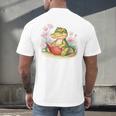 Crocodile Reading Book Watercolor Flowers Kids Men's Back Print T-Shirt Crocodile Reading Book Watercolor Flowers Kids Men's Back Print T-Shirt