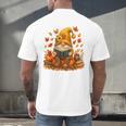 Cute Autumn Gnome Reading Pumpkin Book Lover Men's Back Print T-Shirt