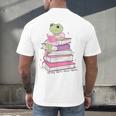 Cute Book Lover Frog Pretty Girls Read Books Kawaii Reading Men's Back Print T-Shirt Cute Book Lover Frog Pretty Girls Read Books Kawaii Reading Men's Back Print T-Shirt