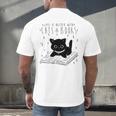 Cute Cats And Books Aesthetic Feline Reader Graphic Premium Tri-Blend Men's Back Print T-Shirt