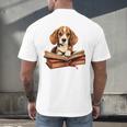 Cute Dog Beagle Reading Book Men's Back Print T-Shirt