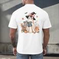 Cute Ghost Reading Book Librarian Book Lover Men's Back Print T-Shirt Cute Ghost Reading Book Librarian Book Lover Men's Back Print T-Shirt