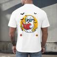Cute Ghost Reading Book Retro Halloween Librarian Men's Back Print T-Shirt Cute Ghost Reading Book Retro Halloween Librarian Men's Back Print T-Shirt