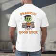Cute Halloween Teacher Librarian Frankenstein Reading Books Men's Back Print T-Shirt
