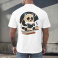 Cute Panda Reading Book Under Moon Bookworm Coffee Lover Men's Back Print T-Shirt