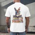 Cute Reading Bunny With Glasses Books Bookworm Reader Book Premium Tri-Blend Men's Back Print T-Shirt