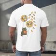 Cute Reading Cat With Kitten Dandelion Flowers Book Lover Men's Back Print T-Shirt