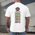 Cute Wiener Dog Dachshund Reading On Pile Of Books Men's Back Print T-Shirt Cute Wiener Dog Dachshund Reading On Pile Of Books Men's Back Print T-Shirt