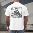Defend Your Local Public Library Cat Knight Book Lover Men's Back Print T-Shirt Defend Your Local Public Library Cat Knight Book Lover Men's Back Print T-Shirt