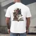 Dog Book Flower Men's Back Print T-Shirt Dog Book Flower Men's Back Print T-Shirt