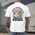 Easily Distracted By Books Read Goose Lover Bookworm Reading Men's Back Print T-Shirt Easily Distracted By Books Read Goose Lover Bookworm Reading Men's Back Print T-Shirt
