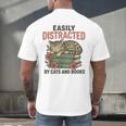 Easily Distracted By Cats And Books Vintage Men's Back Print T-Shirt Easily Distracted By Cats And Books Vintage Men's Back Print T-Shirt