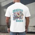 Easily Distracted By Dragons And Books Bookworm Men's Back Print T-Shirt Easily Distracted By Dragons And Books Bookworm Men's Back Print T-Shirt