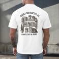 Easily Distracted By Plants Cats & Books Planting Gardening Men's Back Print T-Shirt