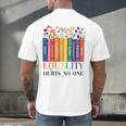 Equality Hurts No One LGBTQ Pride Books And Flowers Men's Back Print T-Shirt Equality Hurts No One LGBTQ Pride Books And Flowers Men's Back Print T-Shirt