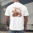 Fox And Book Lover Graphic For Women And Spring Pink Flower Men's Back Print T-Shirt Fox And Book Lover Graphic For Women And Spring Pink Flower Men's Back Print T-Shirt