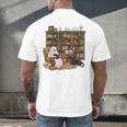 Ghost Reading Book Cat Lover Halloween Reading Enthusiast Men's Back Print T-Shirt