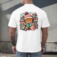Gingerbread Reading Book Lovers Christmas Bookworm Librarian Premium Men's Back Print T-Shirt