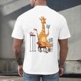 Giraffe Reading Tea Books Coffee Book Lover Graphic Men's Back Print T-Shirt Giraffe Reading Tea Books Coffee Book Lover Graphic Men's Back Print T-Shirt