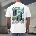 Godzilla Ocean Scene Comic Book Illustration Movie Monster Men's Back Print T-Shirt
