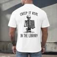 Halloween Skeleton Pun Book Lover Library Joke Men's Back Print T-Shirt