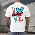 I Heart Books Love Reading Red And Stripe Animated Cat For Men Women Girls Kids Men's Back Print T-Shirt