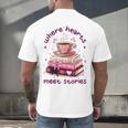 Where Hearts Groovy Meet Stories Coffee Books Valentines Day Men's Back Print T-Shirt Where Hearts Groovy Meet Stories Coffee Books Valentines Day Men's Back Print T-Shirt