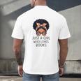 Just a Girl Who Loves Books Messy Bun Black Women Reading Men's Back Print T-Shirt Just a Girl Who Loves Books Messy Bun Black Women Reading Men's Back Print T-Shirt