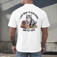 I Just Want To Read Books And Pet Cats Raglan Baseball Tee Men's Back Print T-Shirt I Just Want To Read Books And Pet Cats Raglan Baseball Tee Men's Back Print T-Shirt
