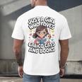 Kawaii Cat And Books Just A Girl Who Loves Both Men's Back Print T-Shirt Kawaii Cat And Books Just A Girl Who Loves Both Men's Back Print T-Shirt