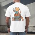 Kawaii Cat Coffee Books Teacher Men Women Girls Kids Men's Back Print T-Shirt