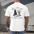 Life Better With 2 Cats Books Kitten Kitty Women Girls Kids Men's Back Print T-Shirt Life Better With 2 Cats Books Kitten Kitty Women Girls Kids Men's Back Print T-Shirt