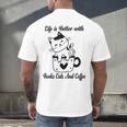 Life Is Better With Books Cats And Coffee Shirt Men's Back Print T-Shirt Life Is Better With Books Cats And Coffee Shirt Men's Back Print T-Shirt