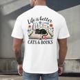 Life Is Better With Cats And Books Men's Back Print T-Shirt Life Is Better With Cats And Books Men's Back Print T-Shirt