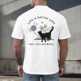 Life Is Better With Yarn Cats And Books Men's Back Print T-Shirt