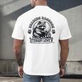 Literary Lover Reading Raccoon Books Premium Men's Back Print T-Shirt Literary Lover Reading Raccoon Books Premium Men's Back Print T-Shirt