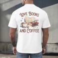 Love Books And Coffee Books Reading Coffee Drinking Men's Back Print T-Shirt Love Books And Coffee Books Reading Coffee Drinking Men's Back Print T-Shirt
