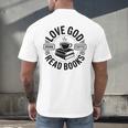 Love God Drink Coffee Read Books Christian Book Lover Men's Back Print T-Shirt Love God Drink Coffee Read Books Christian Book Lover Men's Back Print T-Shirt