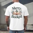 Merry And Booked Holiday Reading Winter Book Lover Premium Tri-Blend Men's Back Print T-Shirt